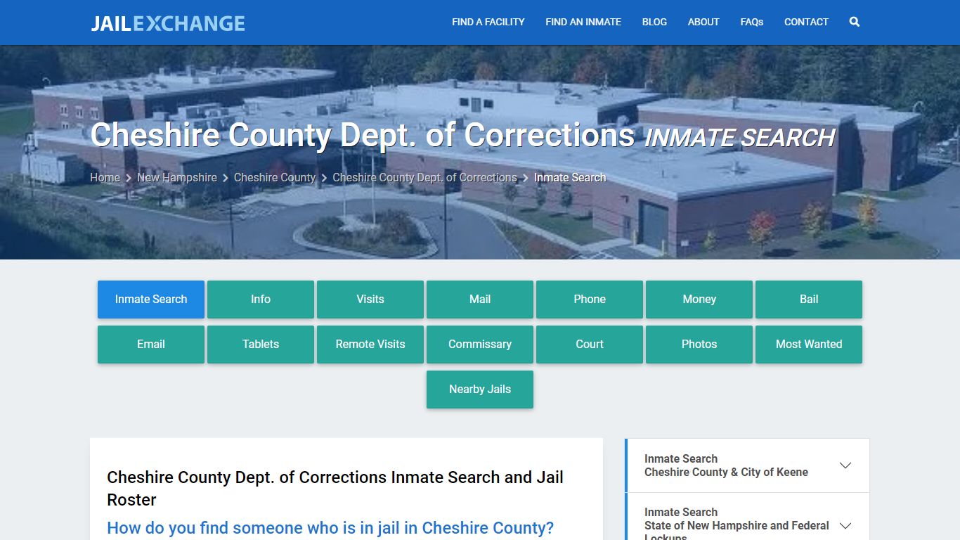 Cheshire County Dept. of Corrections Inmate Search - Jail Exchange