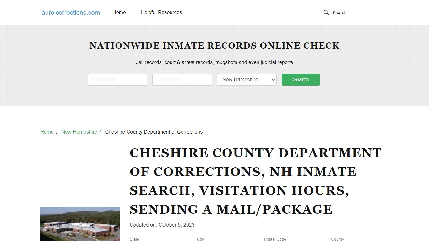 Cheshire County Department of Corrections , NH Inmate Search ...